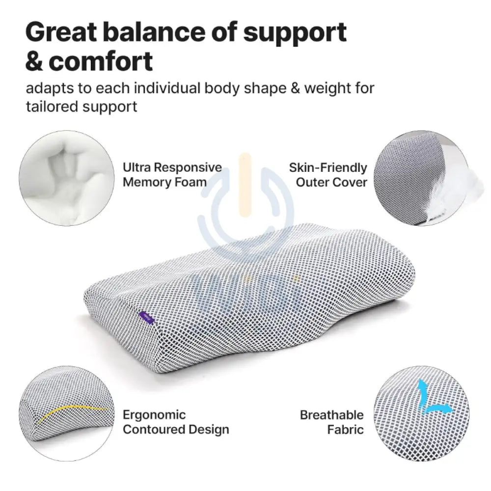 Frido FR-UCCP-GM Ultimate Neck Contour Cervical Pillow - Grey Outdoor & Travel > Pillows