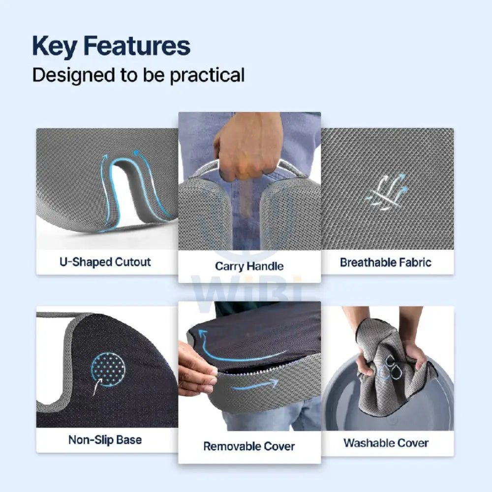 Frido FR-UTPR-G Ultimate Tailbone Pain Relief Seat Cushion - Grey Outdoor & Travel > Pillows
