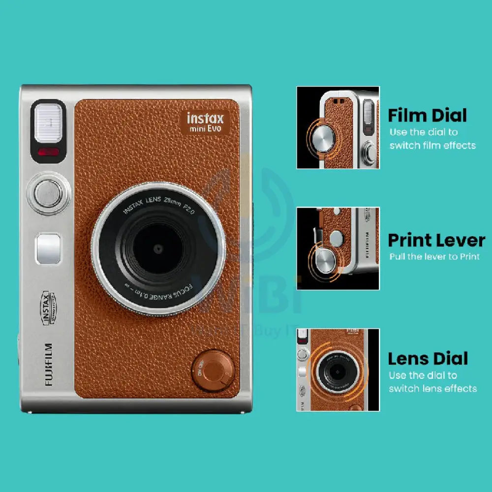 FUJIFILM Instax Mini EVO Hybrid Instant Camera - Brown Accessories > Cameras