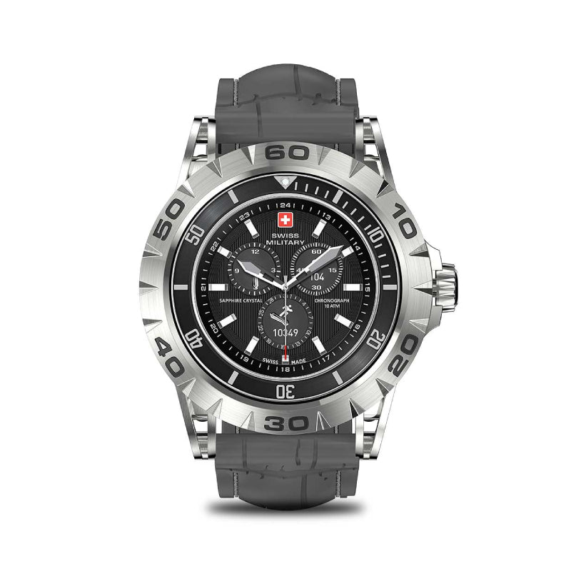 Swiss Military Dom 2 Smart Watch - Silver Frame Gray Silicon Strap with Swiss Military Delta Earbud - White Smart