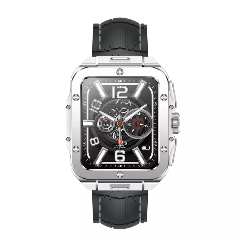 Swiss Military Smart Watch With Silver Frame and Grey Silicon Strap Smart Watches