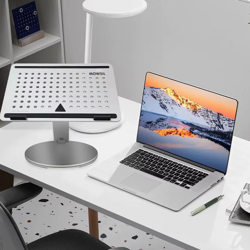 Mowsil Adjustable Laptop Stand for Desk & Tablet - Silver