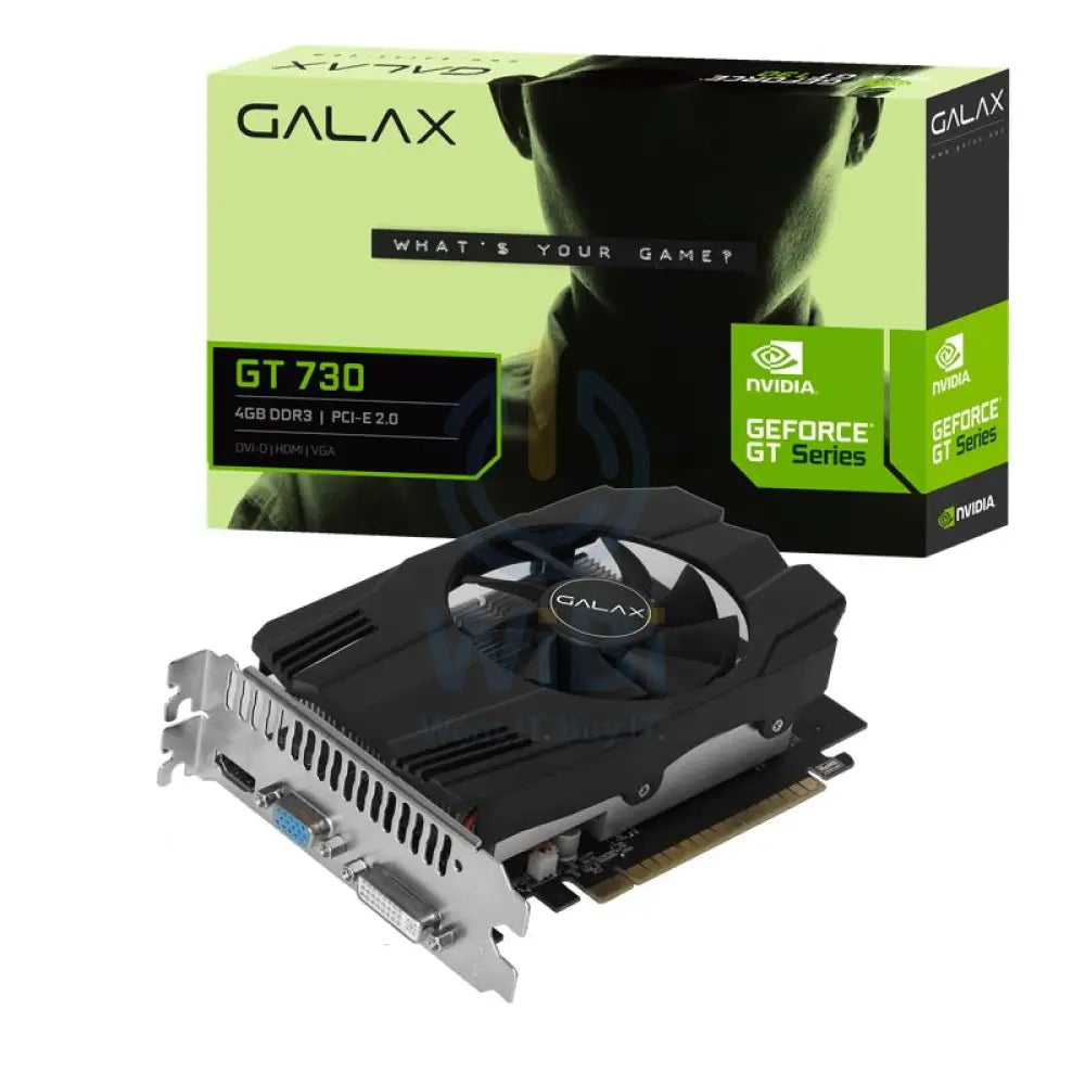 GALAX NVIDIA® GeForce® GT 730 Graphics - 4GB / DDR3 / 64-Bit / PCIe 2.0 / D-Sub / HDMI / DVI-I Accessories > Server &