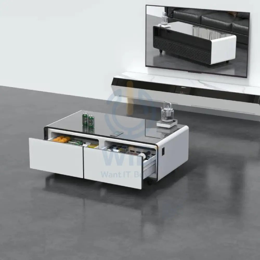 Gamax Elegant Smart Coffee Table with 135L Refrigerator - 2x USB / White Accessories > Smart Devices