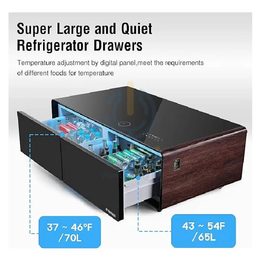 Gamax Elegant Smart Coffee Table with 135L Refrigerator - 2x USB / Wooden Accessories > Smart Devices
