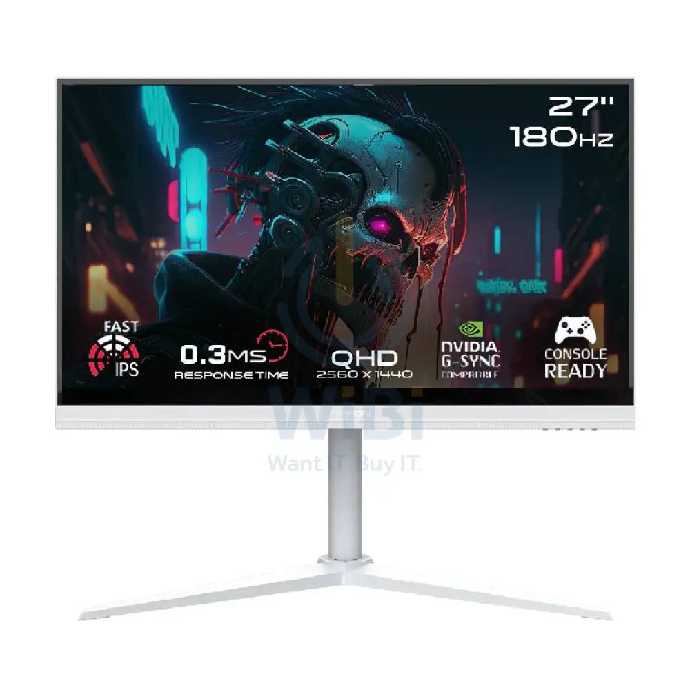 GameOn GOA27QHD180IPS Artic Pro Series Gaming Monitor - 27’’ QHD / 180Hz / DisplayPort / HDMI / Audio Out - White