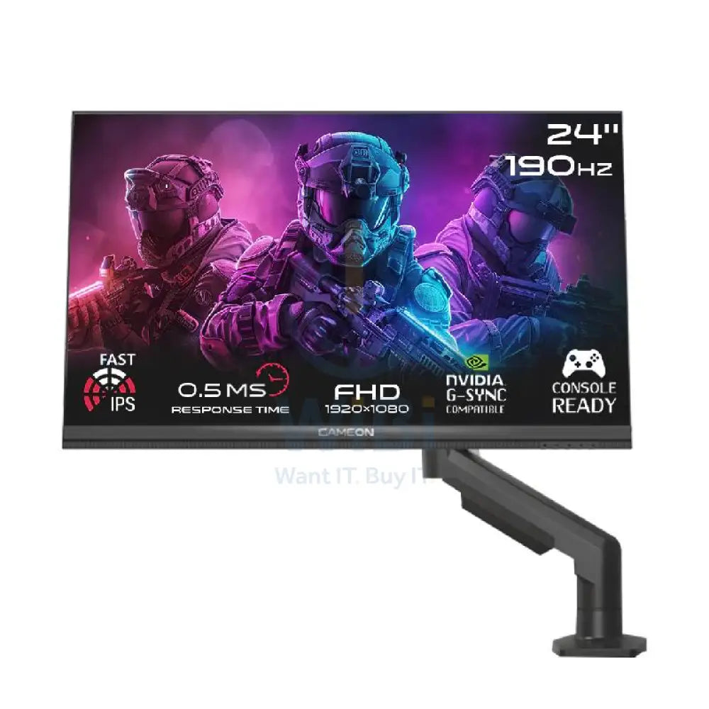 GameOn GOM24FHD190IPSX Midnight Pro X Series Gaming Monitor - 24’’ FHD / 190Hz / DisplayPort / HDMI / Audio Out - White