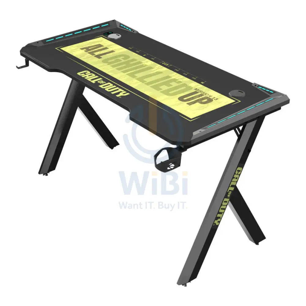 GameOn Hawksbill Series RGB Flowing Light Gaming Desk - Call Of Duty (COD) / Black-Green Accessories > Other