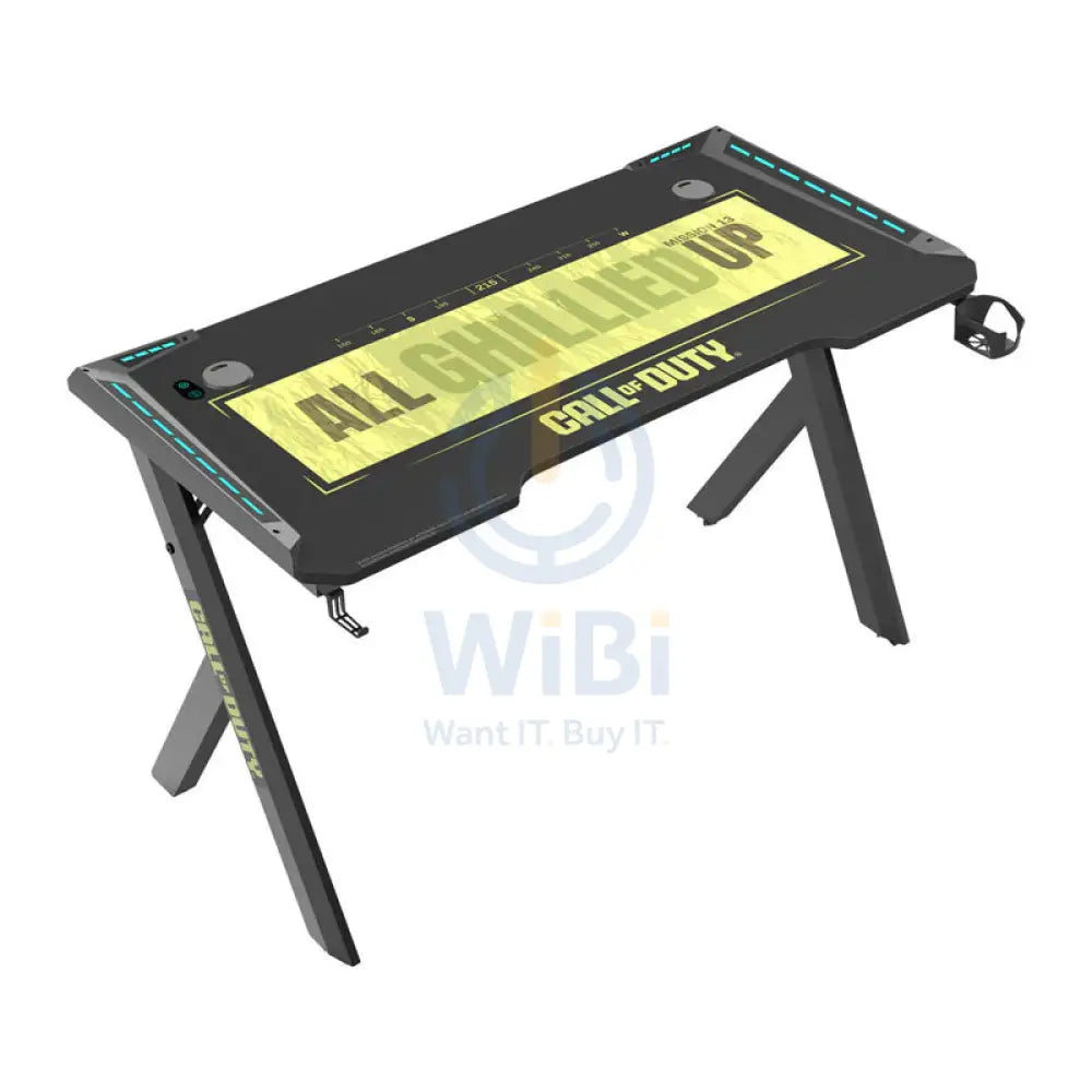 GameOn Hawksbill Series RGB Flowing Light Gaming Desk - Call Of Duty (COD) / Black-Green Accessories > Other