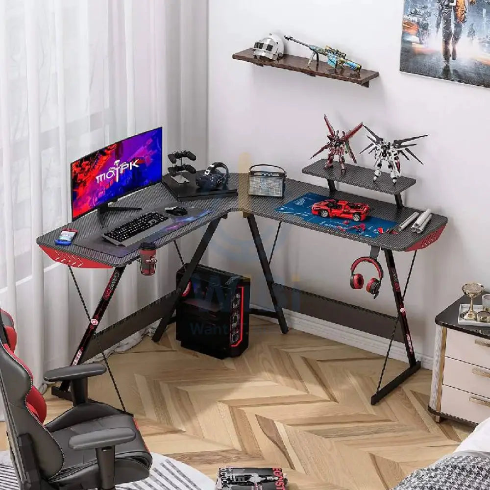 GameOn L-Shaped Slayer I Series Gaming Desk - Black Accessories > Other Gaming Accessories