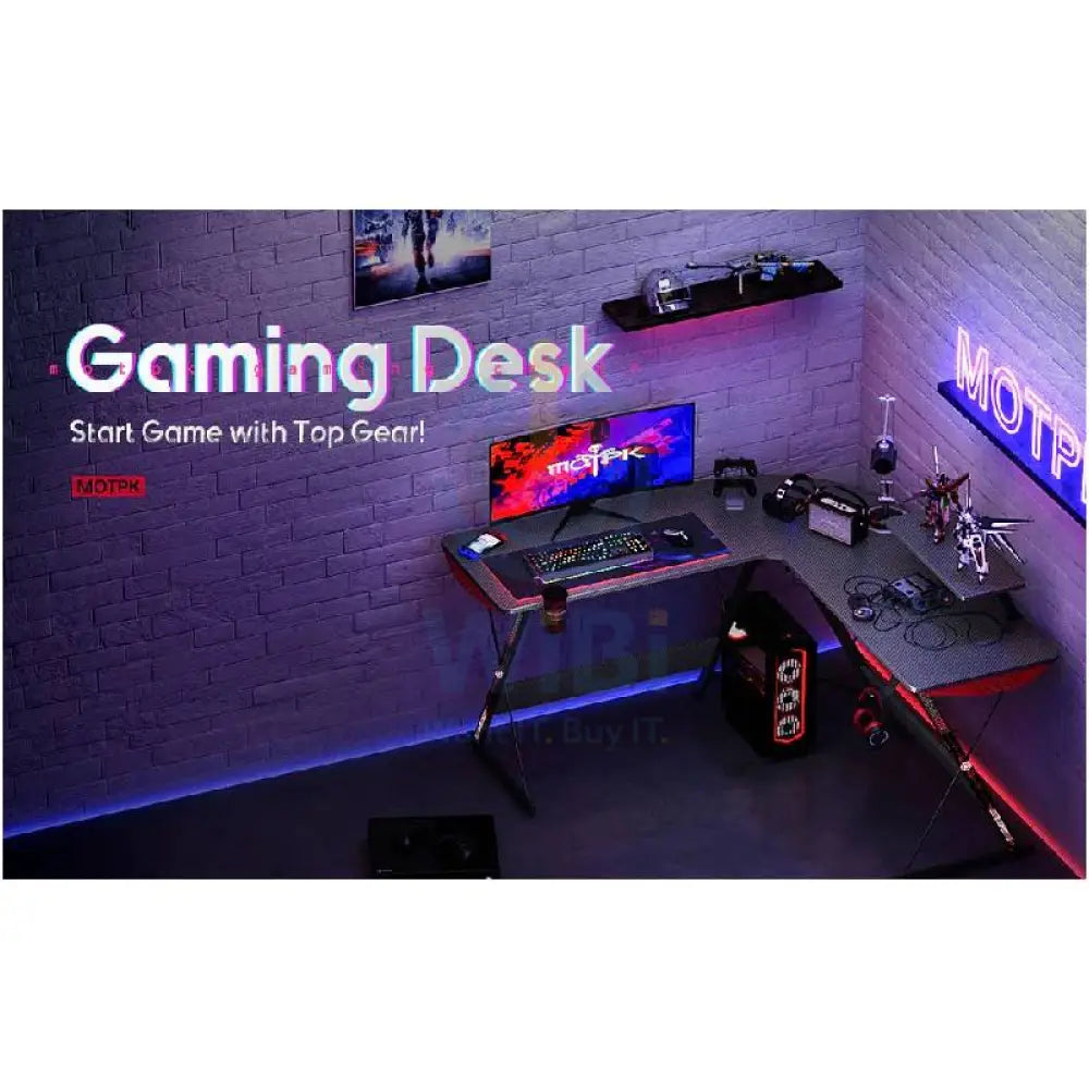 GameOn L-Shaped Slayer I Series Gaming Desk - Black Accessories > Other Gaming Accessories