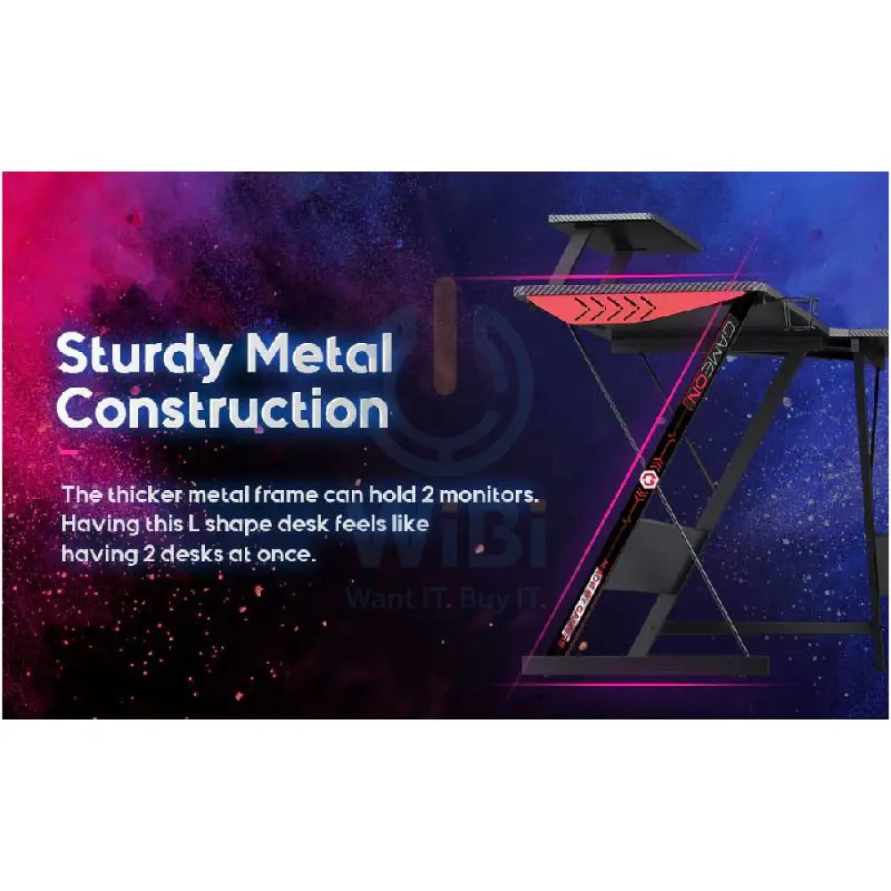 GameOn L-Shaped Slayer I Series Gaming Desk - Black Accessories > Other Gaming Accessories