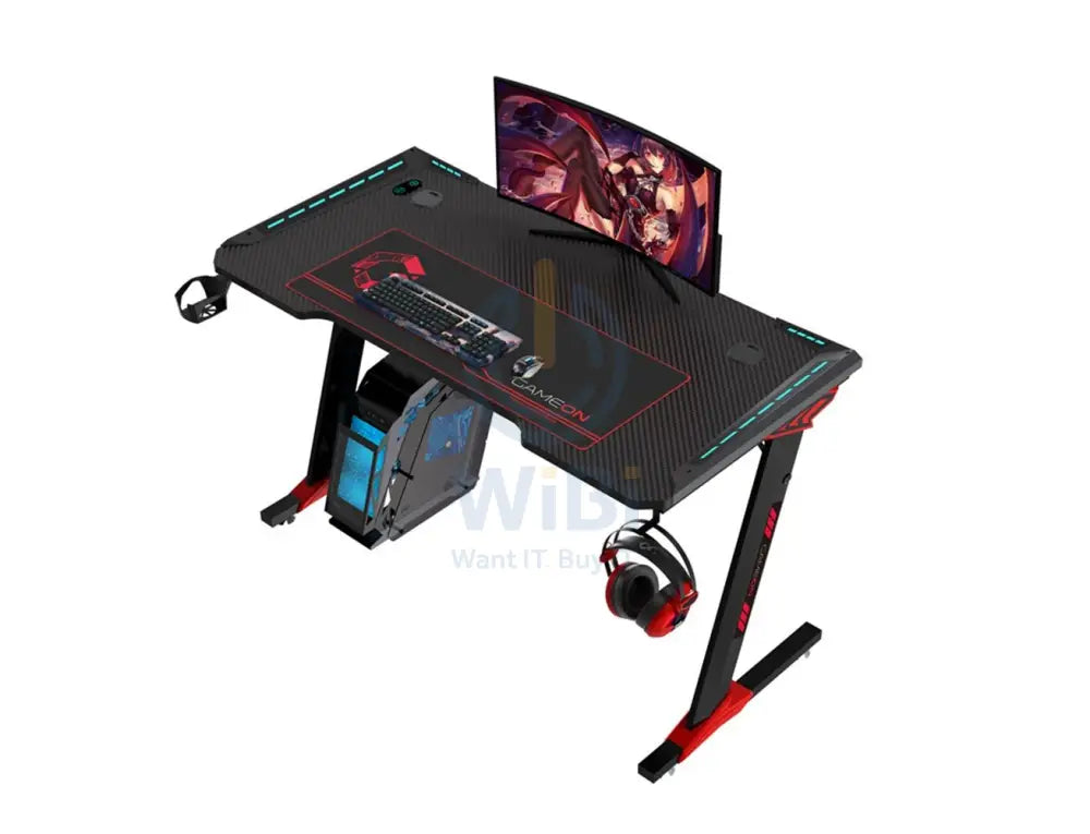 GameOn Raptor II Series Z-Shaped RGB Flowing Light Gaming Desk Headphone Hook & Cup Holder - Black Accessories > Other