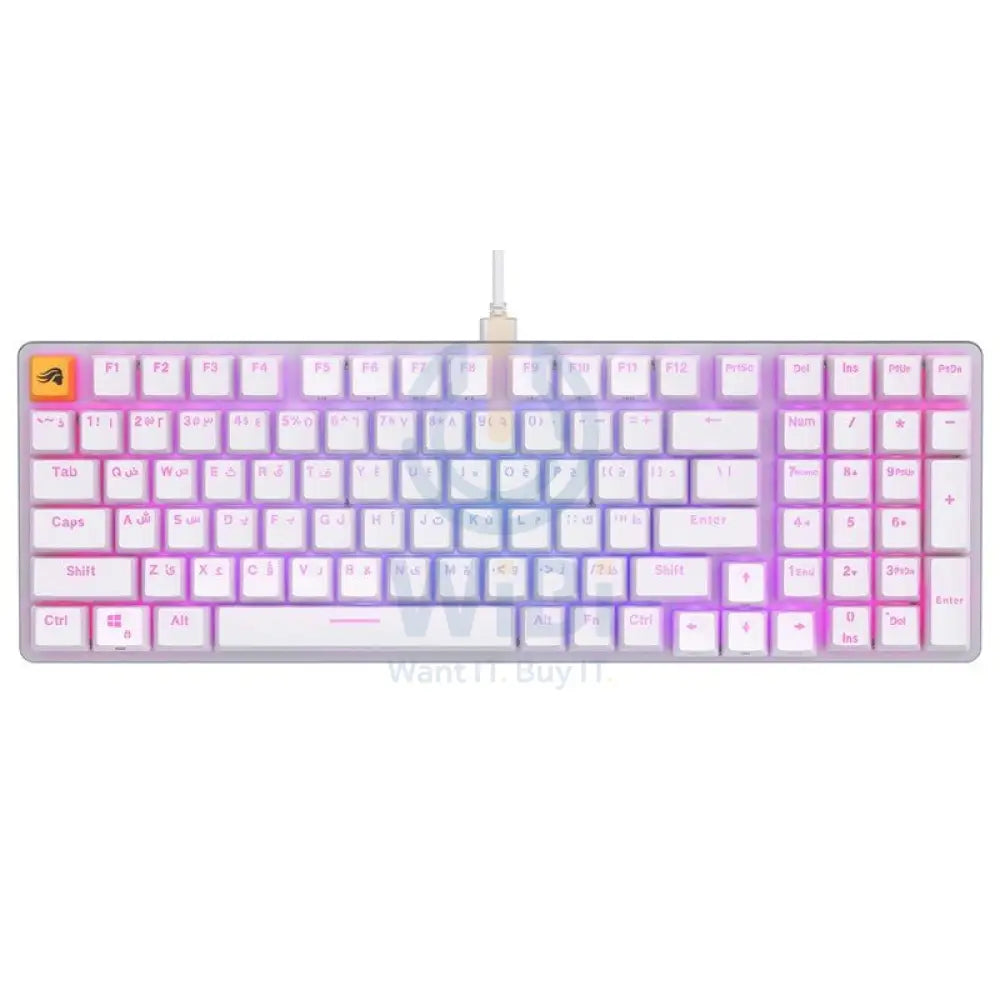 Glorious GMMK2 Full Size 96% Pre-Built Wired RGB Mechanical Gaming Keyboard (Arabic Layout) - White Accessories >