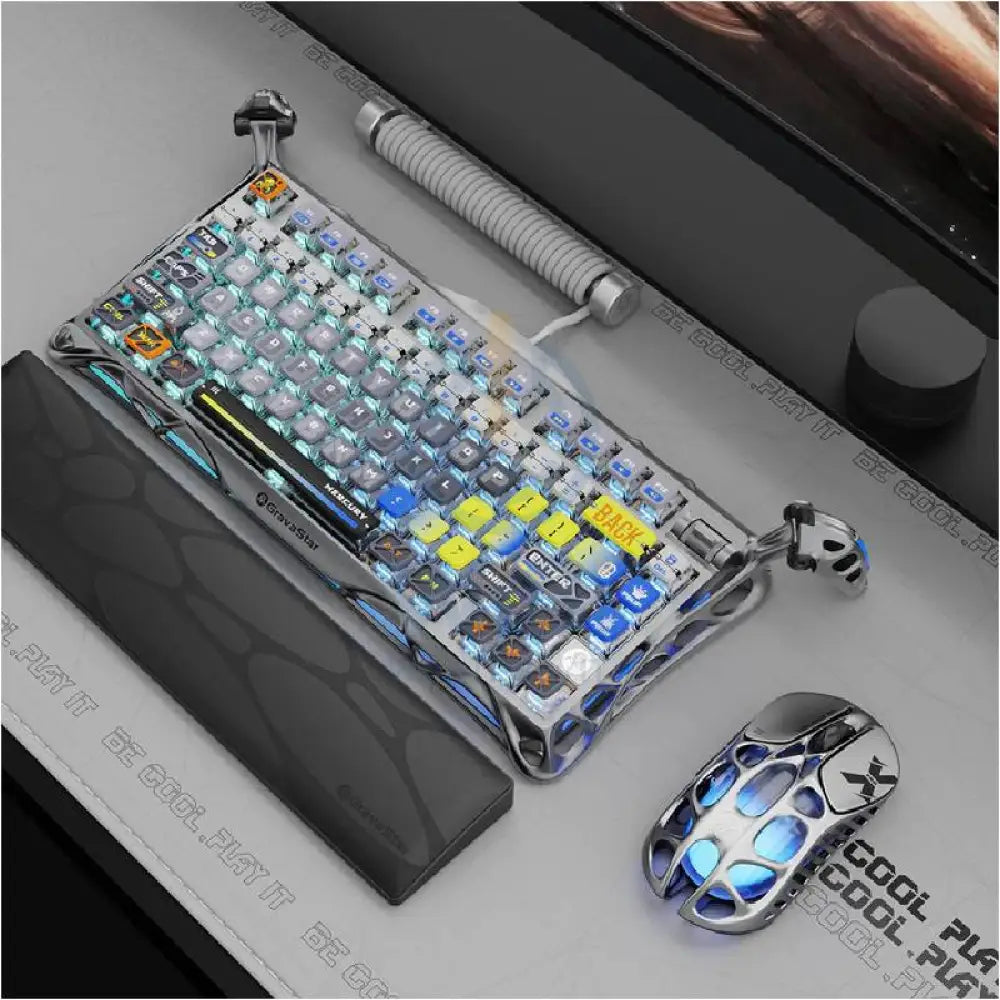 GravaStar Mercury K1 Pro 75% Wireless Mechanical Gaming Keyboard Special Edition - Interstellar Silver Accessories >