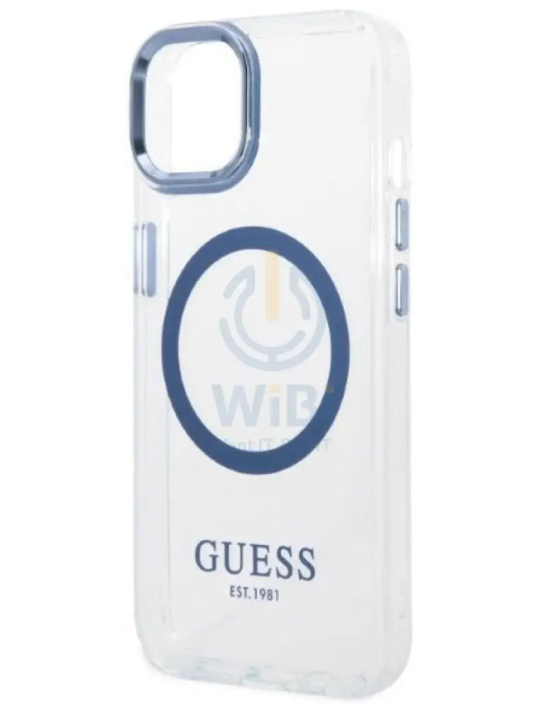 Guess Apple iPhone 14 Plus Magsafe Compatible Translucent Blue Outline & Logo - Blue Accessories > Mobiles & Tablets >