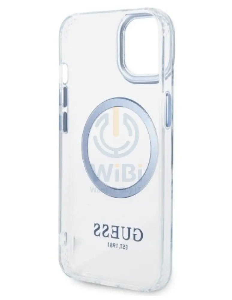 Guess Apple iPhone 14 Plus Magsafe Compatible Translucent Blue Outline & Logo - Blue Accessories > Mobiles & Tablets >