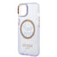 Guess Apple iPhone 14 Plus Magsafe Compatible Translucent Gold Outline & Logo - Purple Accessories > Mobiles & Tablets