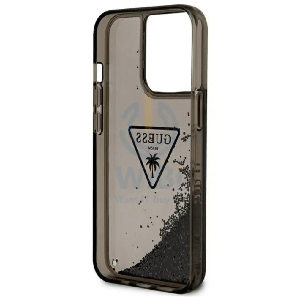 Guess Apple iPhone 14 Pro Liquid Glitter Case With Translucent Triangle Logo - Smoke Transparent Accessories > Mobiles