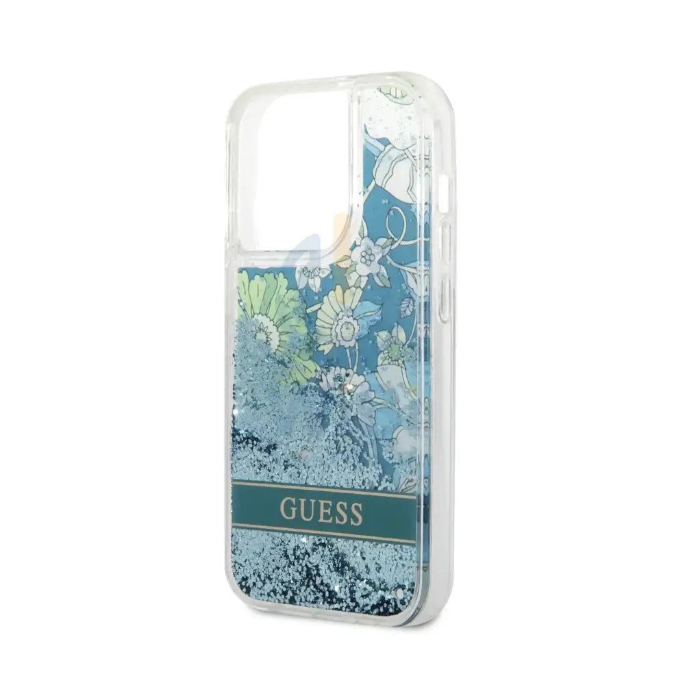 Guess Apple iPhone 14 Pro Liquid Glitter Flower Case - Green Accessories > Mobiles & Tablets > Mobiles