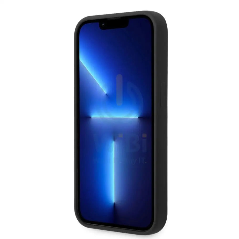 Guess Apple iPhone 14 Pro Liquid Silicone Case with PC Camera Outline & Script Metal Logo - Black Accessories > Mobiles
