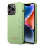 Guess Apple iPhone 14 Pro Liquid Silicone Case with PC Camera Outline & Script Metal Logo - Green Accessories > Mobiles