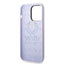 Guess Apple iPhone 14 Pro Liquid Silicone Case with PC Camera Outline & Script Metal Logo - Purple Accessories >