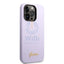 Guess Apple iPhone 14 Pro Liquid Silicone Case with PC Camera Outline & Script Metal Logo - Purple Accessories >