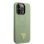 Guess Apple iPhone 14 Pro Liquid Silicone Case With Shiny Line & Metal Triangle Tone Logo - Green Accessories > Mobiles