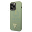 Guess Apple iPhone 14 Pro Liquid Silicone Case With Shiny Line & Metal Triangle Tone Logo - Green Accessories > Mobiles