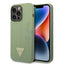 Guess Apple iPhone 14 Pro Liquid Silicone Case With Shiny Line & Metal Triangle Tone Logo - Green Accessories > Mobiles