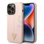 Guess Apple iPhone 14 Pro Liquid Silicone Case With Shiny Line & Metal Triangle Tone Logo - Pink Accessories > Mobiles