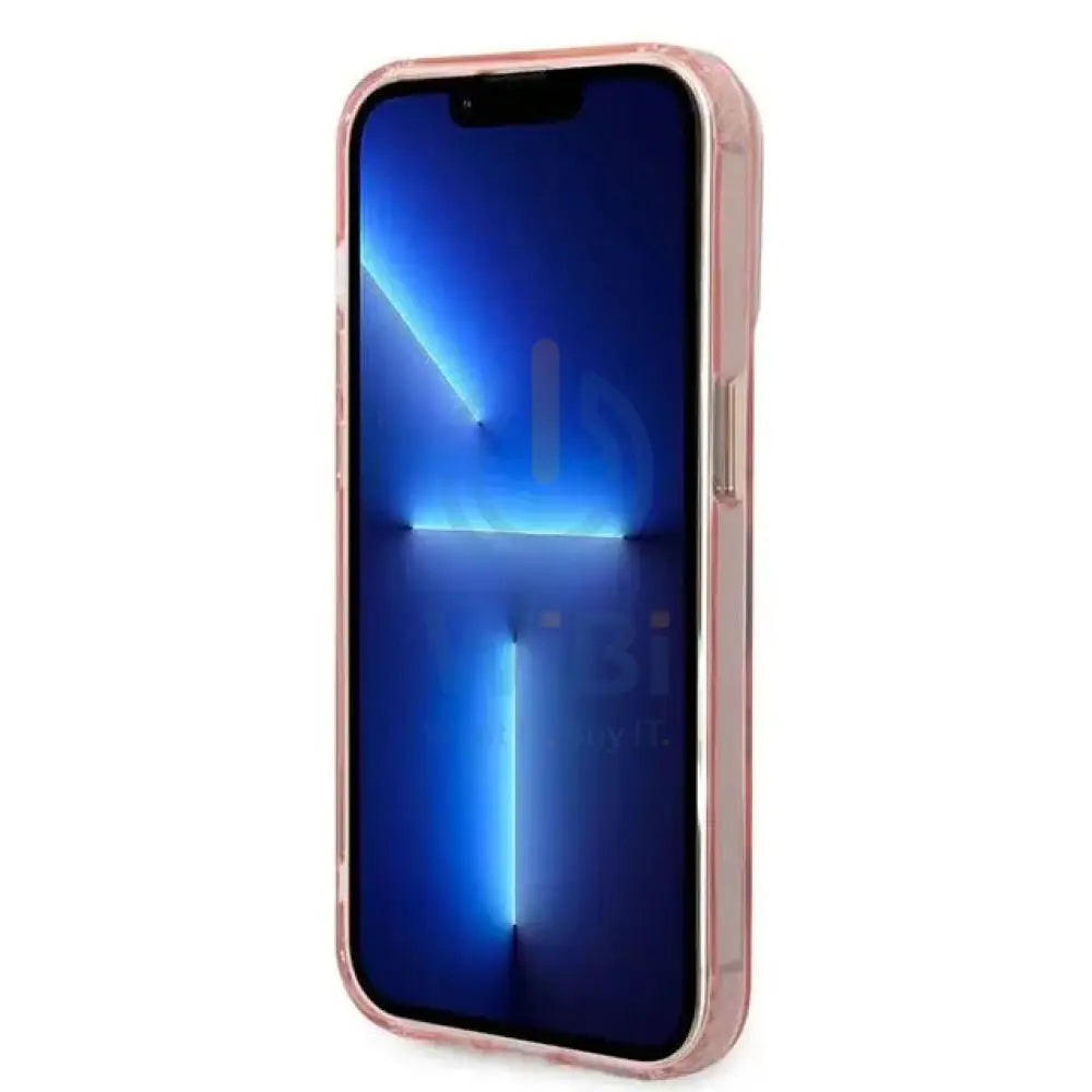 Guess Apple iPhone 14 Pro Magsafe Compatible Translucent Gold Outline & Logo - Pink Accessories > Mobiles & Tablets >