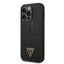 Guess Apple iPhone 14 Pro Max Liquid Silicone Case With Shiny Line & Metal Triangle Tone Logo - Black Accessories >