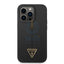 Guess Apple iPhone 14 Pro Max Liquid Silicone Case With Shiny Line & Metal Triangle Tone Logo - Black Accessories >