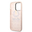Guess Apple iPhone 14 Pro Max Liquid Silicone Case With Shiny Line & Metal Triangle Tone Logo - Pink Accessories >