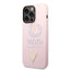 Guess Apple iPhone 14 Pro Max Liquid Silicone Case With Shiny Line & Metal Triangle Tone Logo -- Purple Accessories >