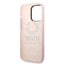 Guess Apple iPhone 14 Pro Max Liquid Silicone Case With Shiny Line & Metal Triangle Tone Logo -- Purple Accessories >