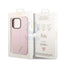 Guess Apple iPhone 14 Pro Max Liquid Silicone Case With Shiny Line & Metal Triangle Tone Logo -- Purple Accessories >