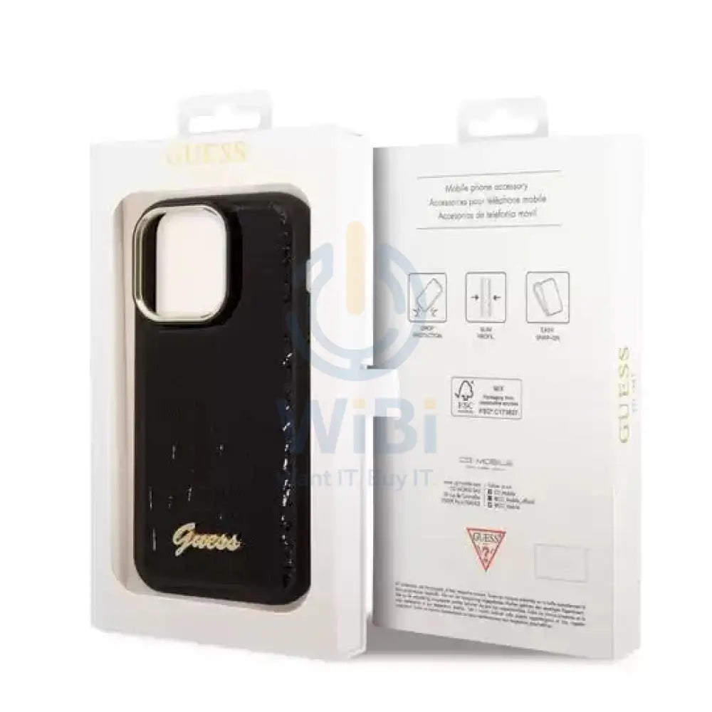 Guess Apple iPhone 14 Pro Max Pu Croco Case With Metal Camera Outline - Black Accessories > Mobiles & Tablets > Mobiles