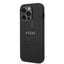 Guess Apple iPhone 14 Pro Max PU Leather Saffiano Case with Metal Logo & Hot Stamp Stripes - Black Accessories >