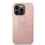 Guess Apple iPhone 14 Pro Max PU Leather Saffiano Case with Metal Logo & Hot Stamp Stripes - Pink Accessories > Mobiles