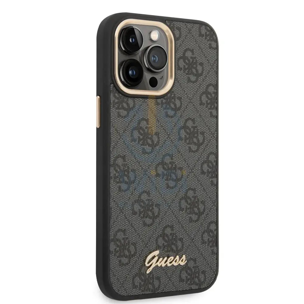 Guess Apple iPhone 14 Pro PC/TPU 4G PU Case With Metal Camera Outline & Buttons - Black Accessories > Mobiles & Tablets