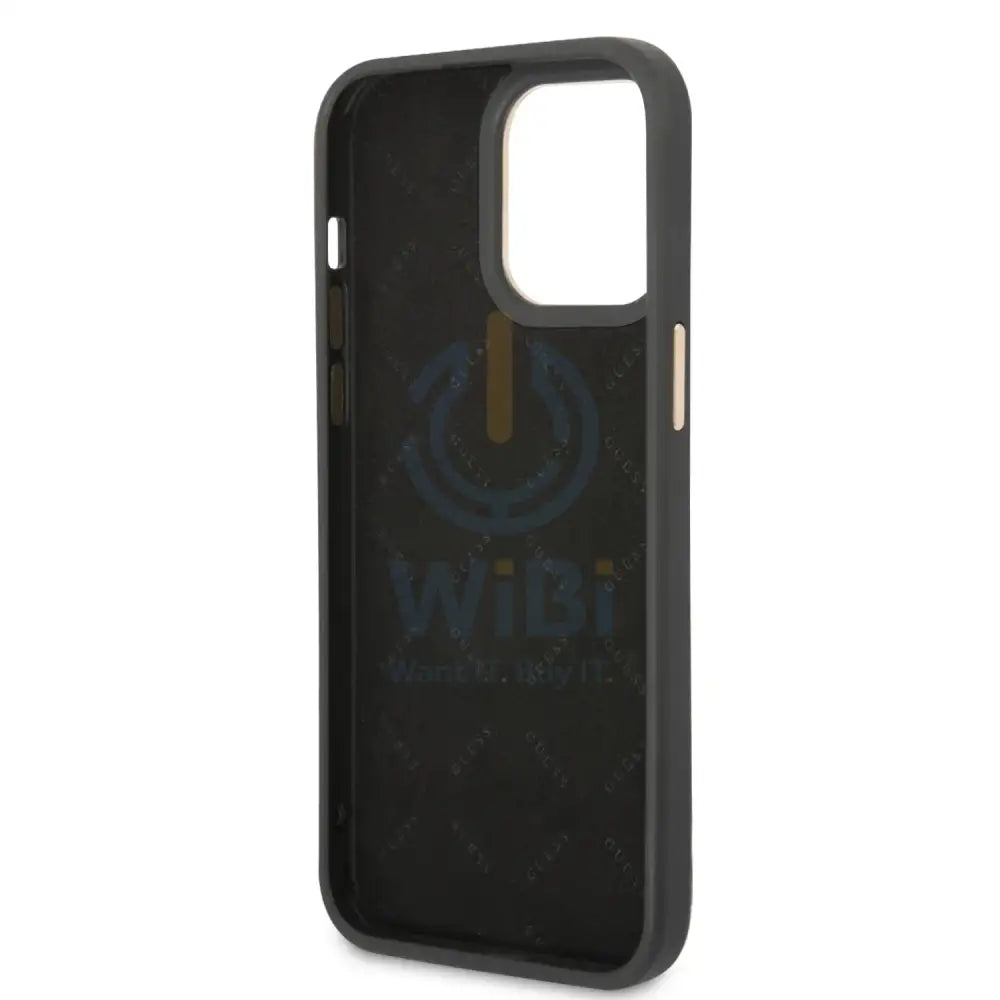 Guess Apple iPhone 14 Pro PC/TPU 4G PU Case With Metal Camera Outline & Buttons - Black Accessories > Mobiles & Tablets