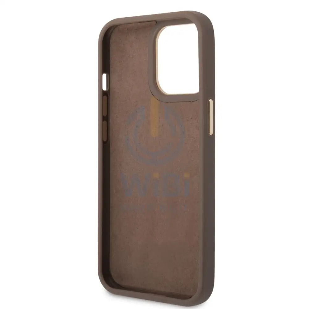 Guess Apple iPhone 14 Pro PC/TPU 4G PU Case With Metal Camera Outline & Buttons - Brown Accessories > Mobiles & Tablets