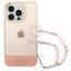 Guess Apple iPhone 14 Pro PC / TPU IML Case Double layer Electroplated Camera Outline Translucent with Strap - Pink