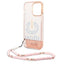Guess Apple iPhone 14 Pro PC / TPU IML Case Double layer Electroplated Camera Outline Translucent with Strap - Pink