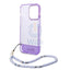 Guess Apple iPhone 14 Pro PC / TPU IML Case Double layer Electroplated Camera Outline Translucent with Strap - Purple