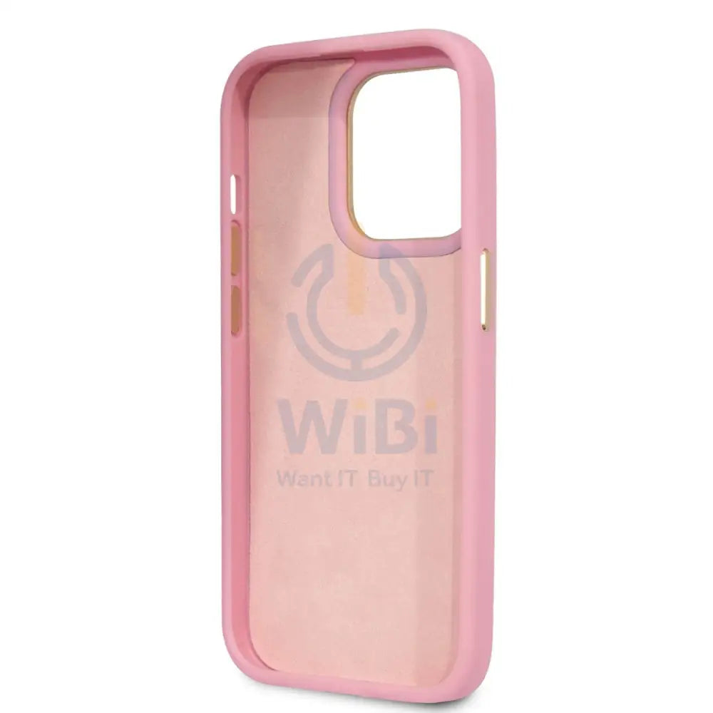 Guess Apple iPhone 14 Pro Pu Croco Case With Metal Camera Outline - Pink Accessories > Mobiles & Tablets > Mobiles