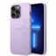 Guess Apple iPhone 14 Pro PU Leather Saffiano Case with Metal Logo & Hot Stamp Stripes - Purple Accessories > Mobiles &